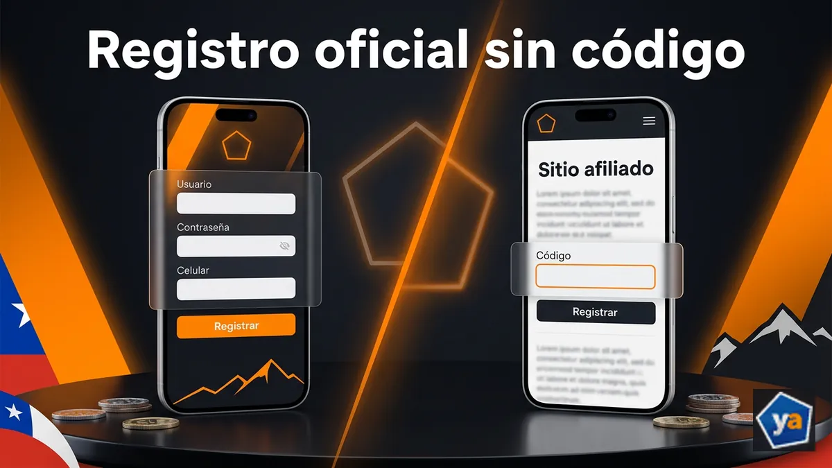 Comparación entre el registro oficial de Yajuego sin código y un formulario afiliado con campo de código